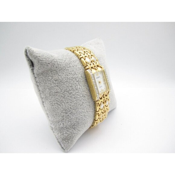 Women Gruen Crystals Quartz WR Analog 17mm Tank Watch (H969) \